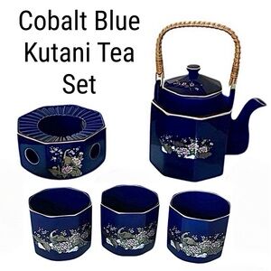 Rare Vintage Cobalt Blue Kutani Tea Set